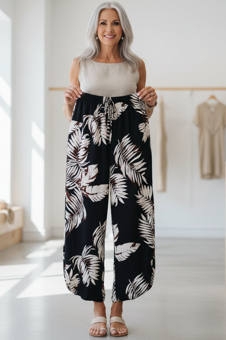 LINDE - LEAF PRINT SUMMER PANTS