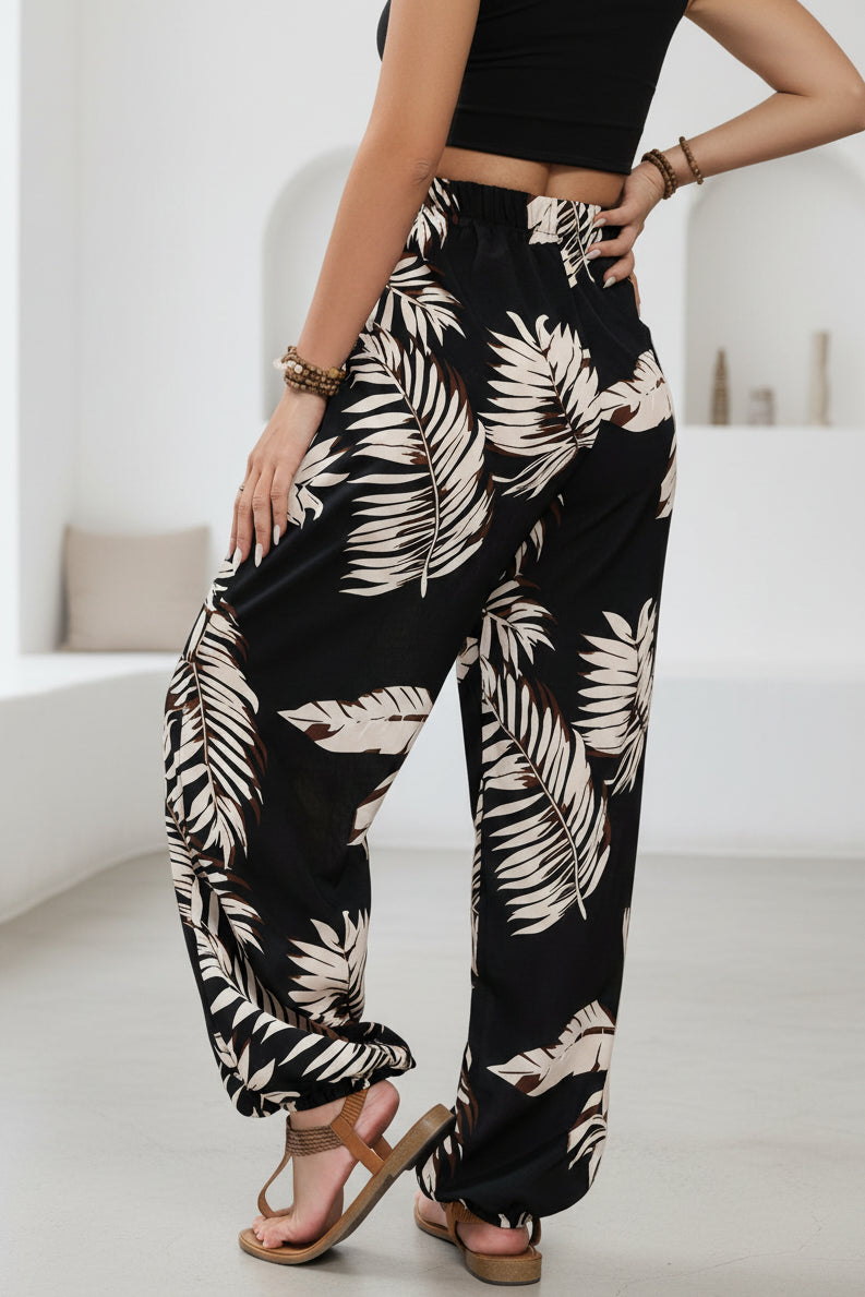 LINDE - LEAF PRINT SUMMER PANTS