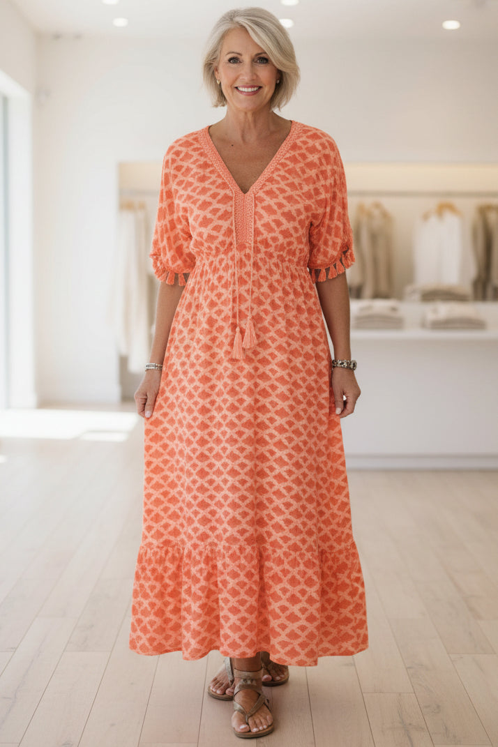 LAYLA - VIBRANT GEOMETRIC MIDI DRESS