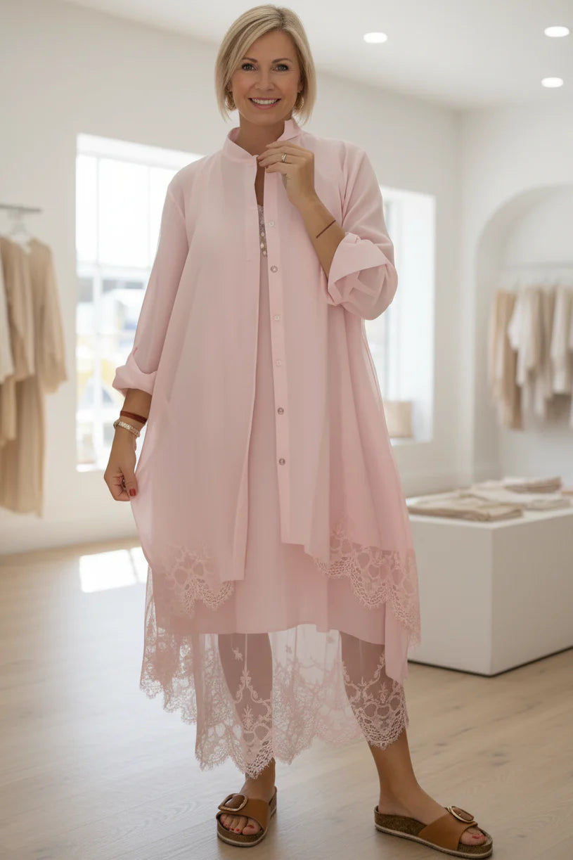 LYRA – LACE TRIM FLOW DRESS