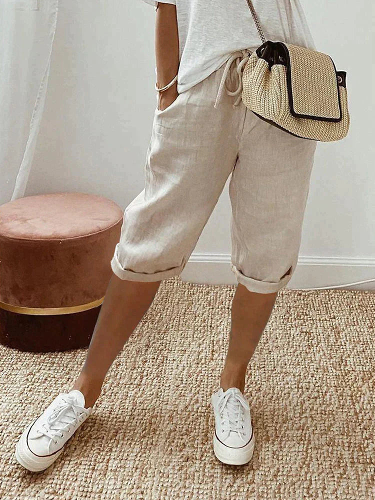 LIV - COTTON-LINEN BLEND PANTS